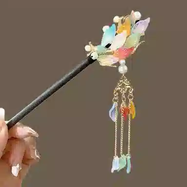 简应舒 彩色锦鲤中式高级感古风饰品发钗木簪头饰流苏步摇 合金 发簪 男女同款情侣款