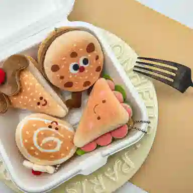 简应舒 萌趣物语随身三文治可爱车链包创意 布艺 挂件 男女同款情侣款