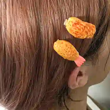 简应舒 炸鸡竖条创意可爱 树脂 发夹 男女同款情侣款