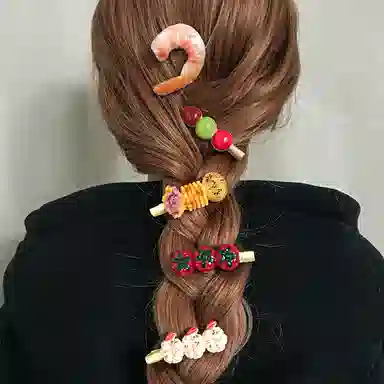 简应舒 关东煮烧烤 树脂 发夹 男女同款情侣款