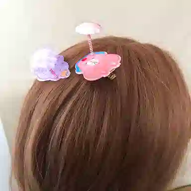 简应舒 卡通弹簧摇摆 亚克力 发夹 男女同款情侣款