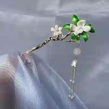 简应舒 古风气质盘栀子花 合金 配件发簪 男女同款情侣款