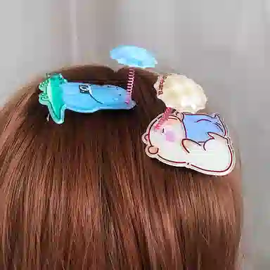 简应舒 卡通弹簧摇摆 亚克力 发夹 男女同款情侣款