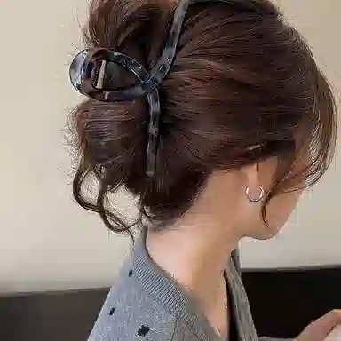 简应舒 豹纹大号 亚克力 发夹 男女同款情侣款