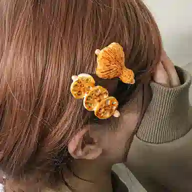 简应舒 仿真烤串炸鸡 树脂 发夹 男女同款情侣款