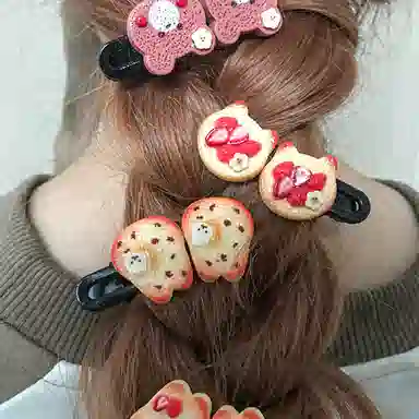 简应舒 熊熊仿真食物 树脂 发夹 男女同款情侣款