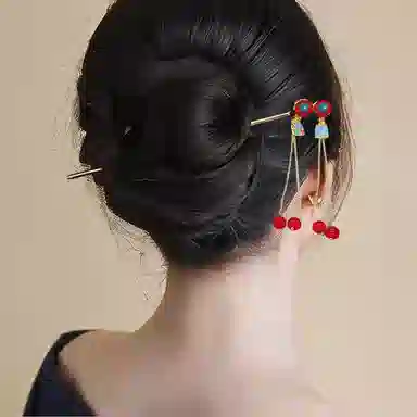 简应舒 古风花朵铜钱 合金 配件发簪 男女同款情侣款