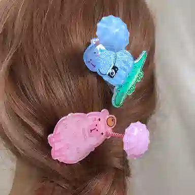 简应舒 卡通弹簧摇摆 亚克力 发夹 男女同款情侣款