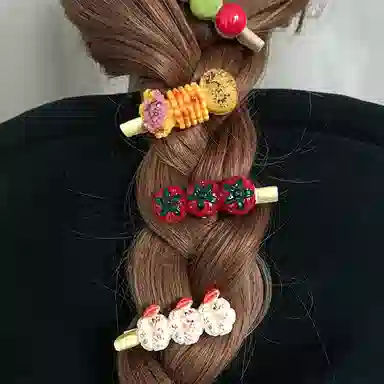 简应舒 关东煮烧烤 树脂 发夹 男女同款情侣款