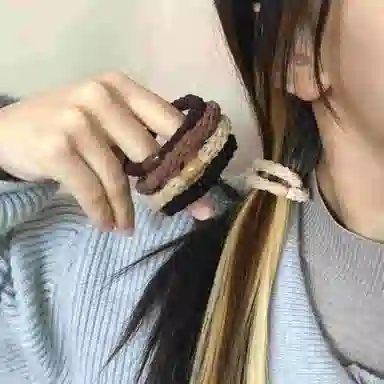 简应舒 耐用串珠花样编织 棉麻 发圈 男女同款情侣款