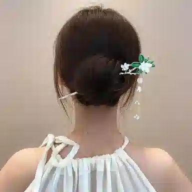 简应舒 古风气质盘栀子花 合金 配件发簪 男女同款情侣款