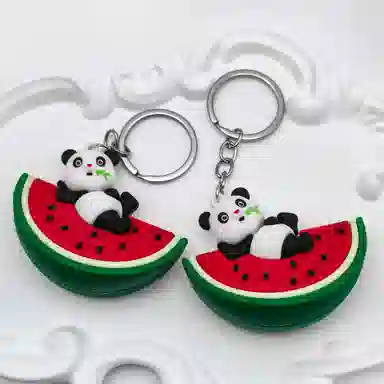 简应舒 创意可爱卡通西瓜熊猫 塑料 挂件 男女同款情侣款