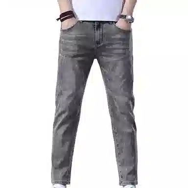 大白鲨 简约薄款修身小直筒牛仔裤 男款