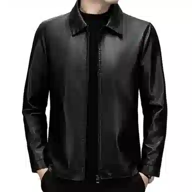 机车骑行潮牌立领加薄绒防风休闲复古纯色夹克时尚皮衣 男款 经典黑色