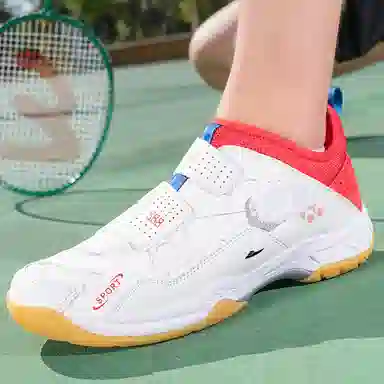 酷丁 合成革 专业训练运动体育 防滑耐磨透气 中帮 羽毛球鞋 男女同款