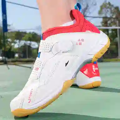 酷丁 合成革 专业训练运动体育 防滑耐磨透气 中帮 羽毛球鞋 男女同款