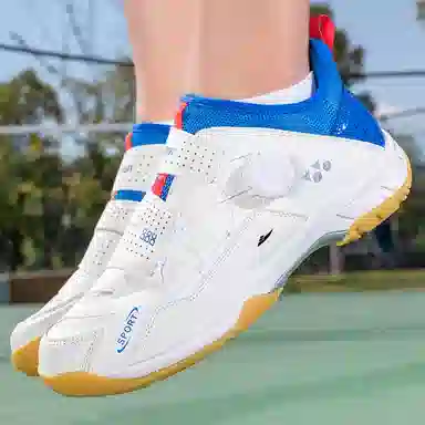 酷丁 合成革 专业训练运动体育 防滑耐磨透气 中帮 羽毛球鞋 男女同款