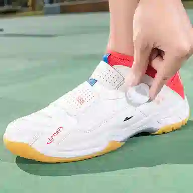 酷丁 合成革 专业训练运动体育 防滑耐磨透气 中帮 羽毛球鞋 男女同款