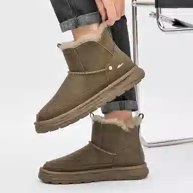 酷丁 保暖防滑防水 皮毛一体加绒加厚 雪地靴 男款