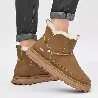 酷丁 保暖防滑防水 皮毛一体加绒加厚 雪地靴 男款