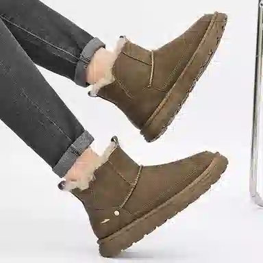 酷丁 保暖防滑防水 皮毛一体加绒加厚 雪地靴 男款