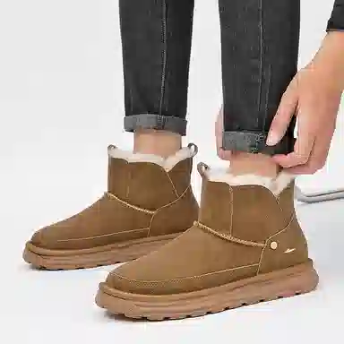 酷丁 保暖防滑防水 皮毛一体加绒加厚 雪地靴 男款