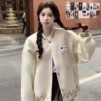 多风格复古潮流宽松舒适拼接外套棒球服 男女同款