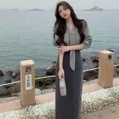 桴生 法式韩系气质飘带高腰长袖衬衫半身裙修身显瘦教资面试穿搭裙装套装 女款