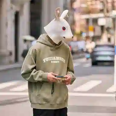 兔先森 美式高街字母印花连帽卫衣 男女同款