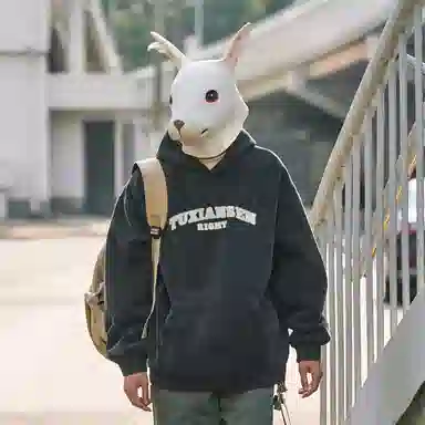 兔先森 美式高街字母印花连帽卫衣 男女同款