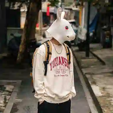 兔先森 无性别主义加绒保暖宽松垂感美式复古时尚潮牌字母印花宽松圆领套头卫衣 男女同款