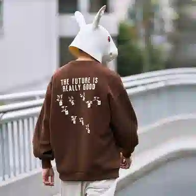 兔先森 无性别主义字母个性印花时尚潮牌圆领套头美式重磅宽松百搭长袖卫衣 男女同款