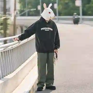 兔先森 美式高街字母印花连帽卫衣 男女同款