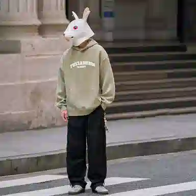 兔先森 美式高街字母印花连帽卫衣 男女同款