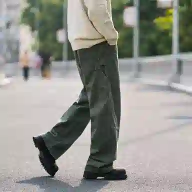 兔先森 美式复古重水洗做旧时尚潮牌直筒宽松休闲长裤牛仔裤 男女同款