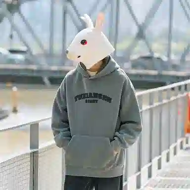 兔先森 美式高街字母印花连帽卫衣 男女同款