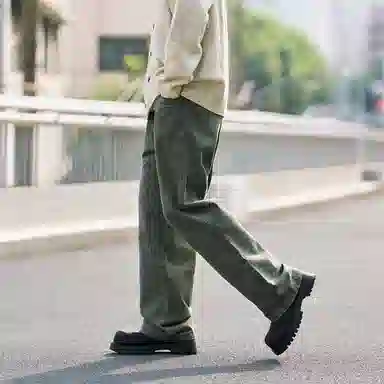 兔先森 美式复古重水洗做旧时尚潮牌直筒宽松休闲长裤牛仔裤 男女同款