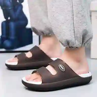 依米奴 户外沙滩 外穿 脚感舒适 时尚潮流 轻便透气 柔软耐折 室内居家 旅游度假 简约百搭 雅痞帅气 速干一脚蹬 防臭一字拖鞋 男款