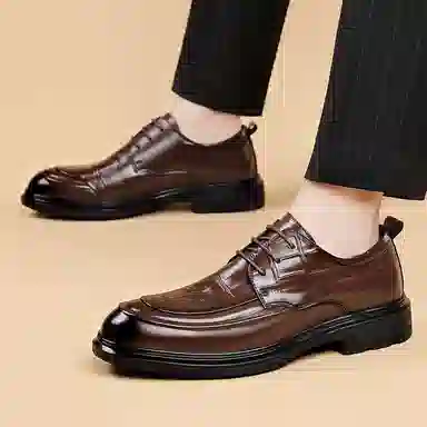 依米奴 头层牛皮 高颜值 真皮质感 时尚潮流 经典百搭 厚底增高 商务正装 轻奢高档 简约精致 柔韧 舒适 商务  休闲鞋 男款