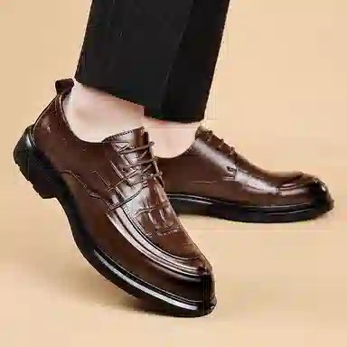 依米奴 头层牛皮 高颜值 真皮质感 时尚潮流 经典百搭 厚底增高 商务正装 轻奢高档 简约精致 柔韧 舒适 商务  休闲鞋 男款