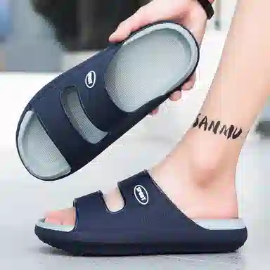 依米奴 户外沙滩 外穿 脚感舒适 时尚潮流 轻便透气 柔软耐折 室内居家 旅游度假 简约百搭 雅痞帅气 速干一脚蹬 防臭一字拖鞋 男款