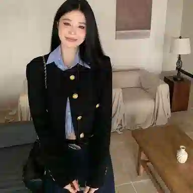 桴生 韩系法式经典融合的秋冬通勤个性短款时尚上衣截短外套 女款