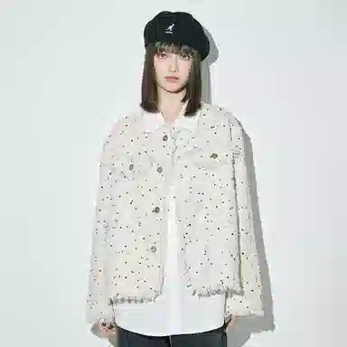 桴生 美式温柔小香风提花高级感短款时尚潮流彩色波点流苏宽松高级感长袖日常休闲百搭上衣截短外套 女款 杏色