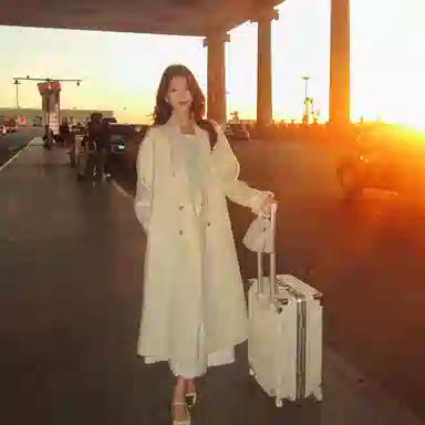 桴生 韩系时尚舒适纯色羊毛长款双排扣领设计感通勤慵懒风毛呢大衣 女款