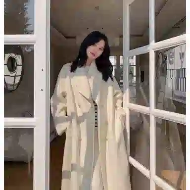 桴生 韩系时尚舒适纯色羊毛长款双排扣领设计感通勤慵懒风毛呢大衣 女款