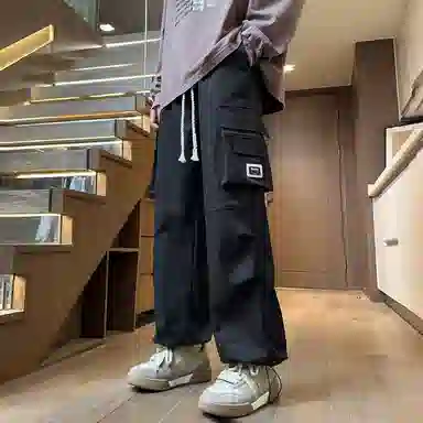 哲源 美式复古高街纯色设计感直筒潮牌百搭宽松垂感阔腿休闲工装裤 男女同款