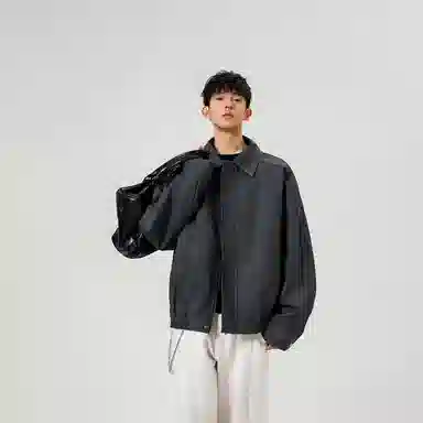 哲源 美式复古高街风上衣秋季扎染翻领做旧设计感简约外套潮牌百搭宽松大码潮流痞帅飞行员休闲夹克 男女同款
