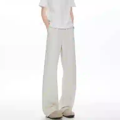 哲源 美式高街纯色简约风设计感夏季薄款冰丝凉感透气松弛感弯刀裤日常通勤百搭宽松显高显瘦休闲裤 男女同款