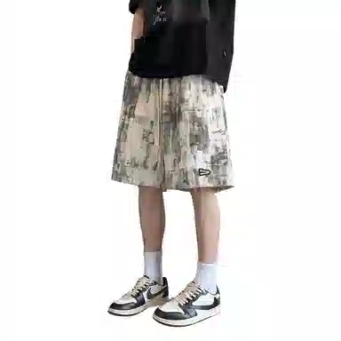哲源 美式潮流复古宽松中腰百搭舒适亲肤时尚高级感户外五分休闲短裤 男女同款