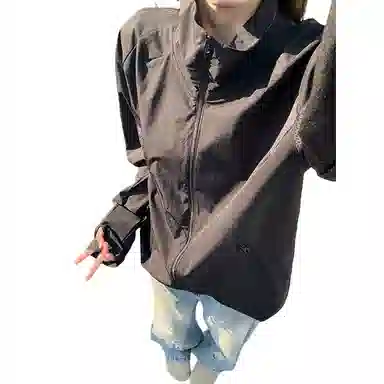 哲源 冰丝凉感网眼美式简约时尚纯色健身跑步运动高级感痞帅登山钓鱼服 速干防水防风防紫外线防晒服 男女同款